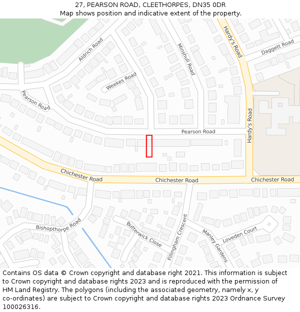 27, PEARSON ROAD, CLEETHORPES, DN35 0DR: Location map and indicative extent of plot