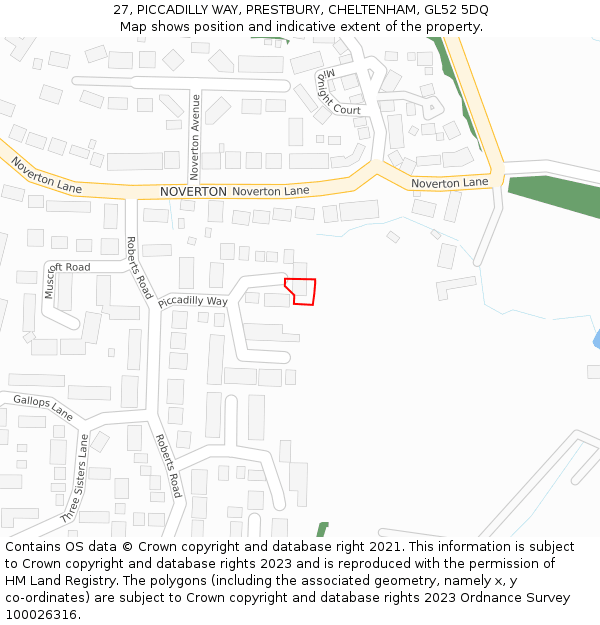 27, PICCADILLY WAY, PRESTBURY, CHELTENHAM, GL52 5DQ: Location map and indicative extent of plot