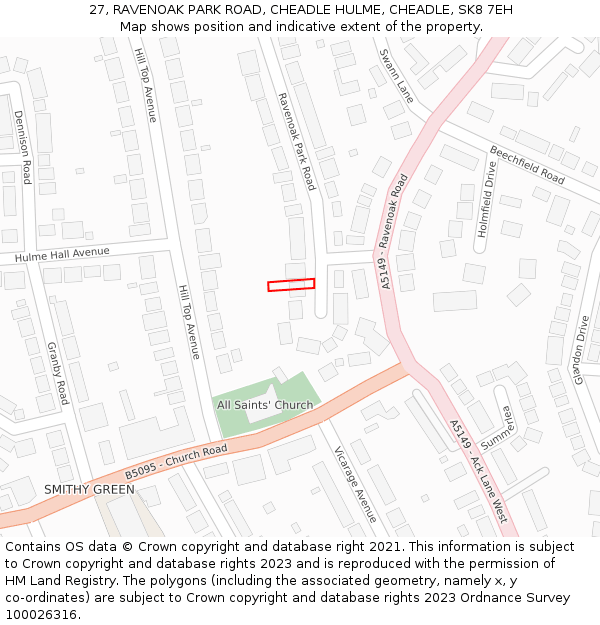 27, RAVENOAK PARK ROAD, CHEADLE HULME, CHEADLE, SK8 7EH: Location map and indicative extent of plot