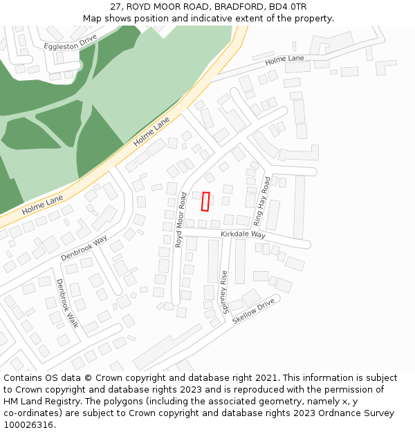27, ROYD MOOR ROAD, BRADFORD, BD4 0TR: Location map and indicative extent of plot