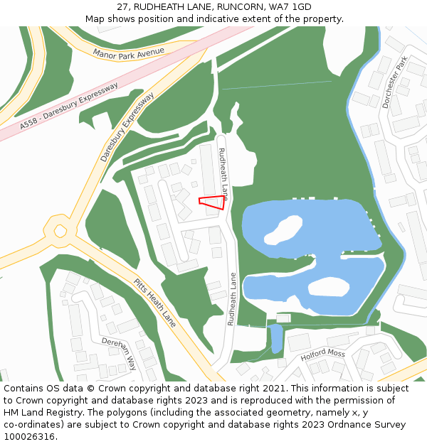 27, RUDHEATH LANE, RUNCORN, WA7 1GD: Location map and indicative extent of plot