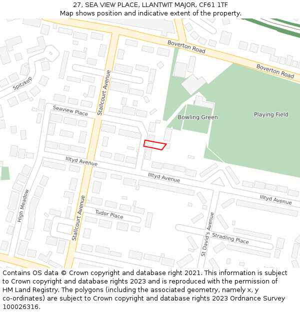 27, SEA VIEW PLACE, LLANTWIT MAJOR, CF61 1TF: Location map and indicative extent of plot