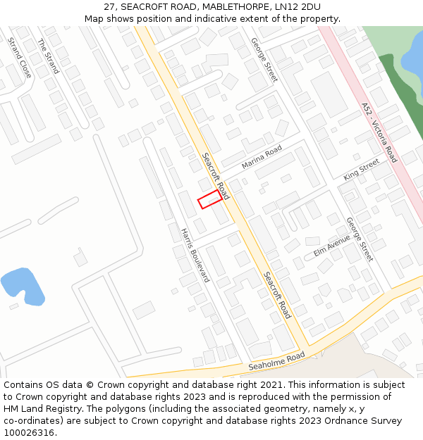 27, SEACROFT ROAD, MABLETHORPE, LN12 2DU: Location map and indicative extent of plot
