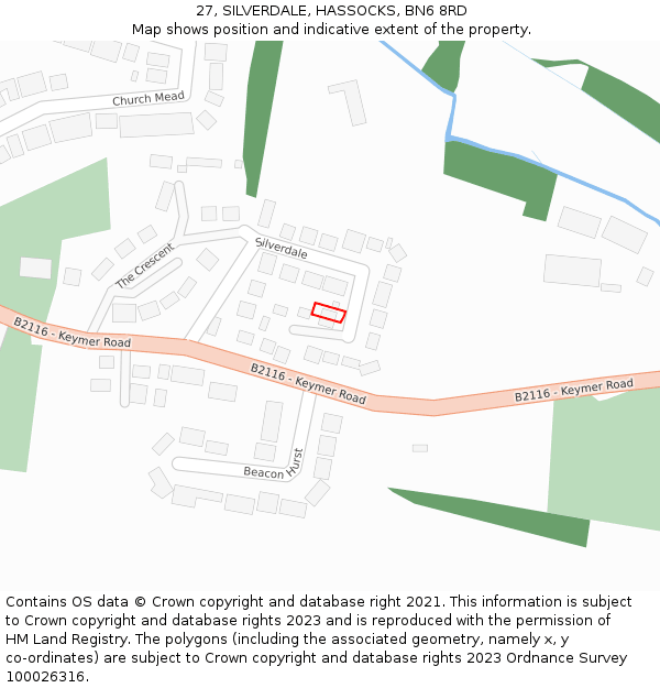 27, SILVERDALE, HASSOCKS, BN6 8RD: Location map and indicative extent of plot