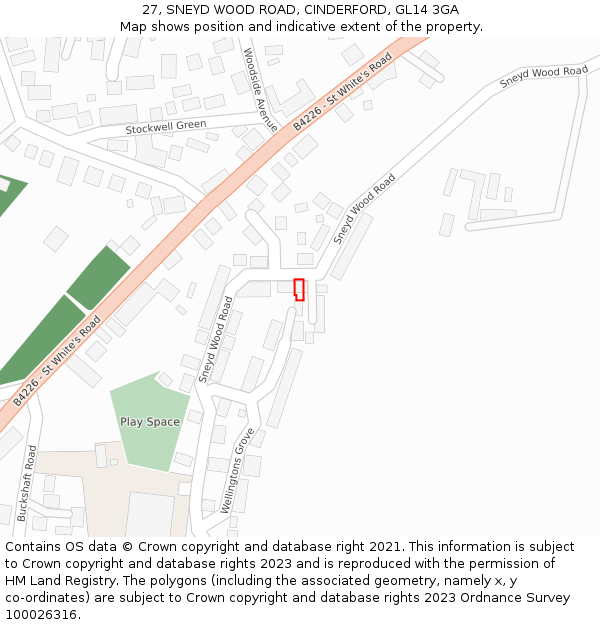 27, SNEYD WOOD ROAD, CINDERFORD, GL14 3GA: Location map and indicative extent of plot