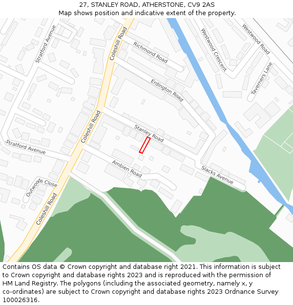 27, STANLEY ROAD, ATHERSTONE, CV9 2AS: Location map and indicative extent of plot