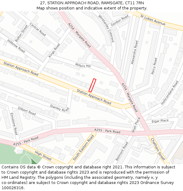 27, STATION APPROACH ROAD, RAMSGATE, CT11 7RN: Location map and indicative extent of plot