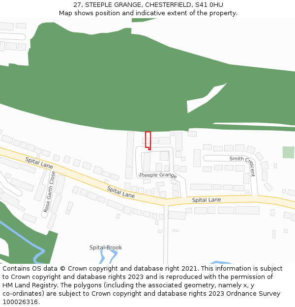 27, STEEPLE GRANGE, CHESTERFIELD, S41 0HU: Location map and indicative extent of plot