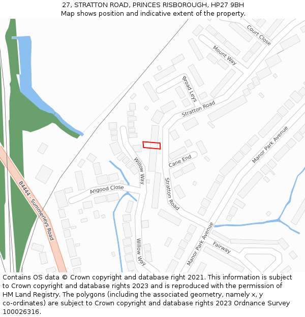 27, STRATTON ROAD, PRINCES RISBOROUGH, HP27 9BH: Location map and indicative extent of plot