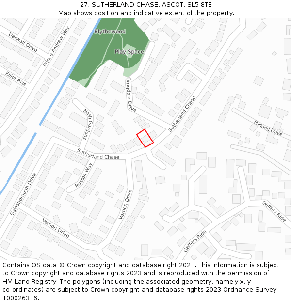 27, SUTHERLAND CHASE, ASCOT, SL5 8TE: Location map and indicative extent of plot