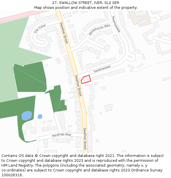 27, SWALLOW STREET, IVER, SL0 0ER: Location map and indicative extent of plot