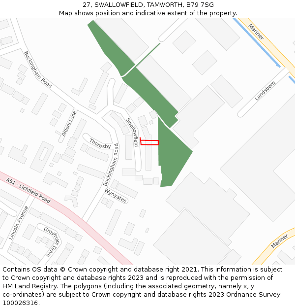 27, SWALLOWFIELD, TAMWORTH, B79 7SG: Location map and indicative extent of plot