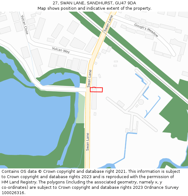 27, SWAN LANE, SANDHURST, GU47 9DA: Location map and indicative extent of plot