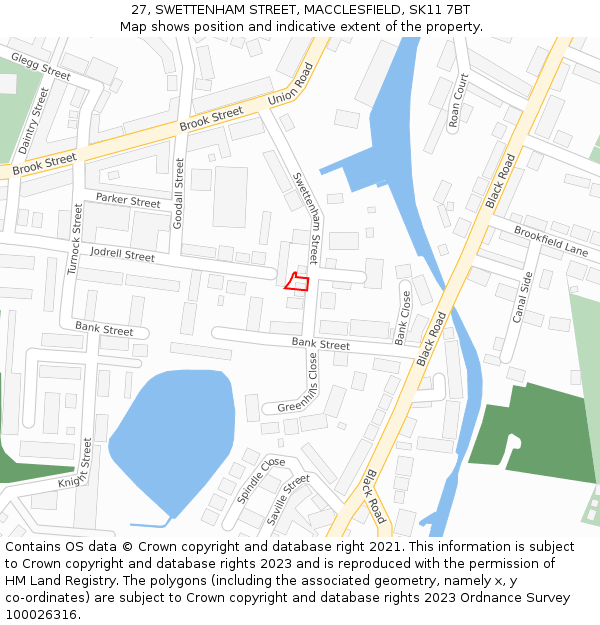 27, SWETTENHAM STREET, MACCLESFIELD, SK11 7BT: Location map and indicative extent of plot