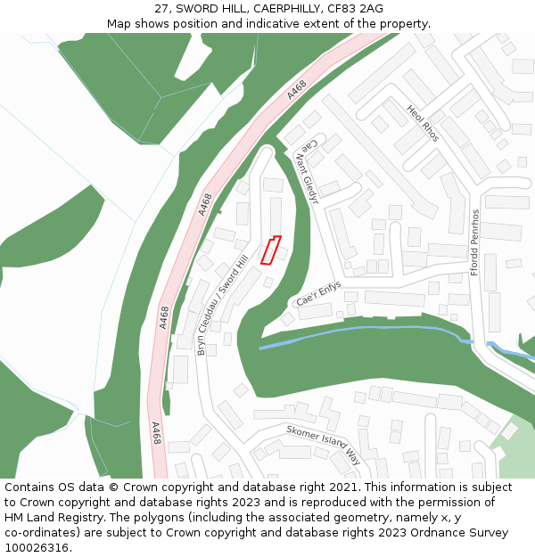 27, SWORD HILL, CAERPHILLY, CF83 2AG: Location map and indicative extent of plot