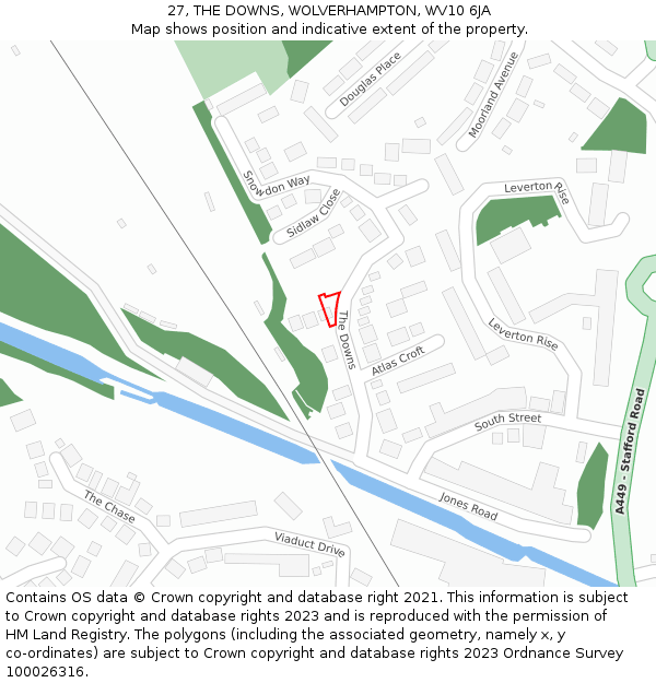 27, THE DOWNS, WOLVERHAMPTON, WV10 6JA: Location map and indicative extent of plot