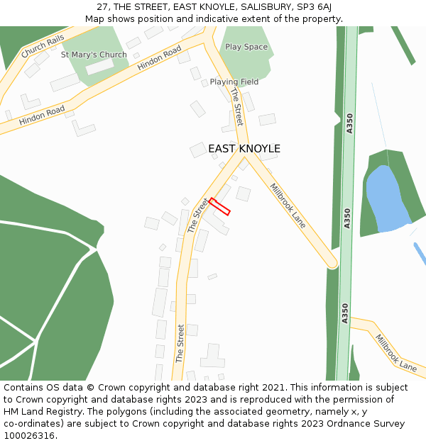 27, THE STREET, EAST KNOYLE, SALISBURY, SP3 6AJ: Location map and indicative extent of plot