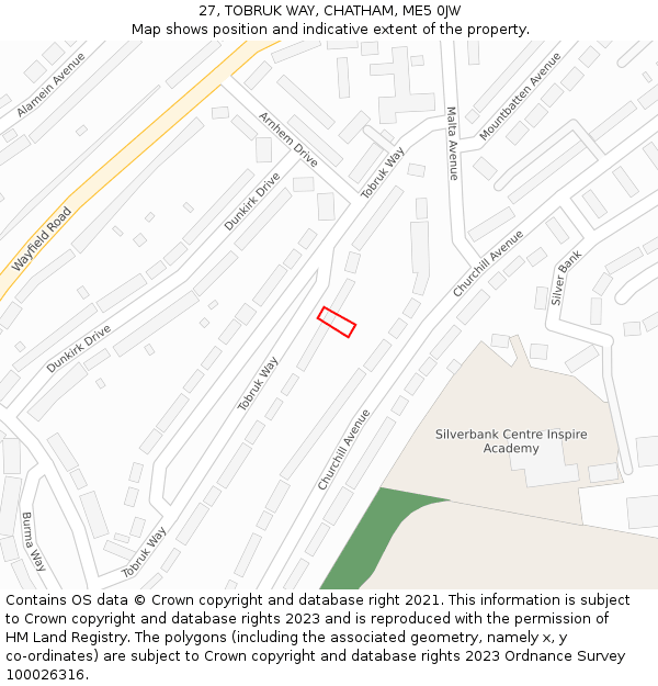 27, TOBRUK WAY, CHATHAM, ME5 0JW: Location map and indicative extent of plot
