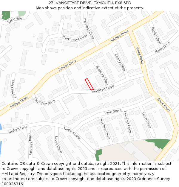 27, VANSITTART DRIVE, EXMOUTH, EX8 5PD: Location map and indicative extent of plot