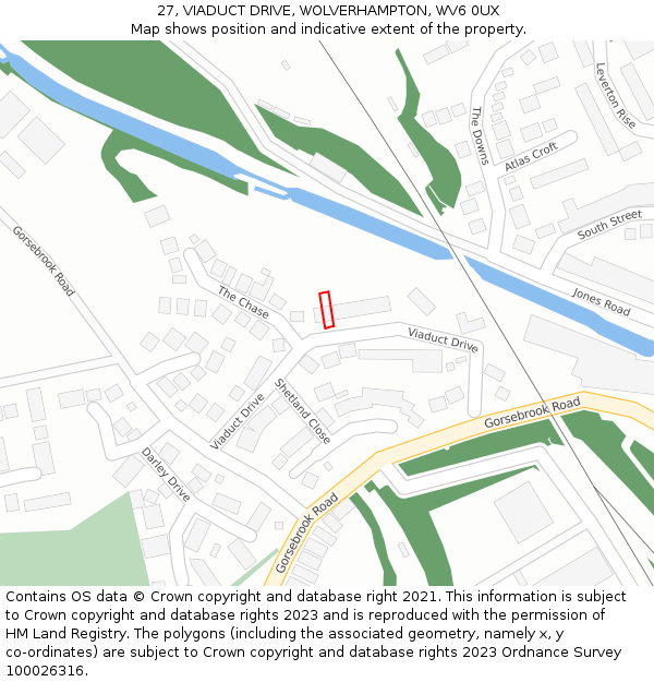 27, VIADUCT DRIVE, WOLVERHAMPTON, WV6 0UX: Location map and indicative extent of plot