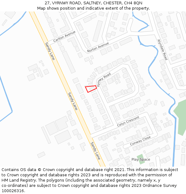 27, VYRNWY ROAD, SALTNEY, CHESTER, CH4 8QN: Location map and indicative extent of plot