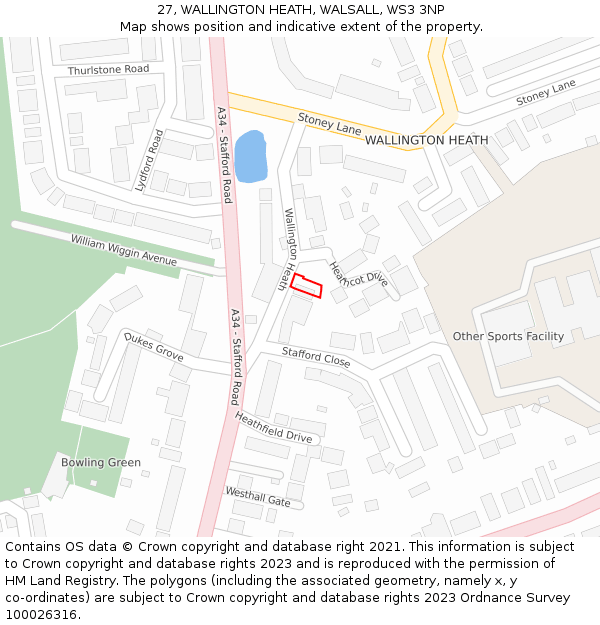 27, WALLINGTON HEATH, WALSALL, WS3 3NP: Location map and indicative extent of plot