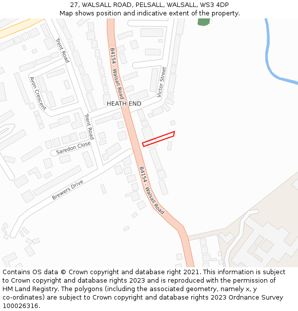 27, WALSALL ROAD, PELSALL, WALSALL, WS3 4DP: Location map and indicative extent of plot