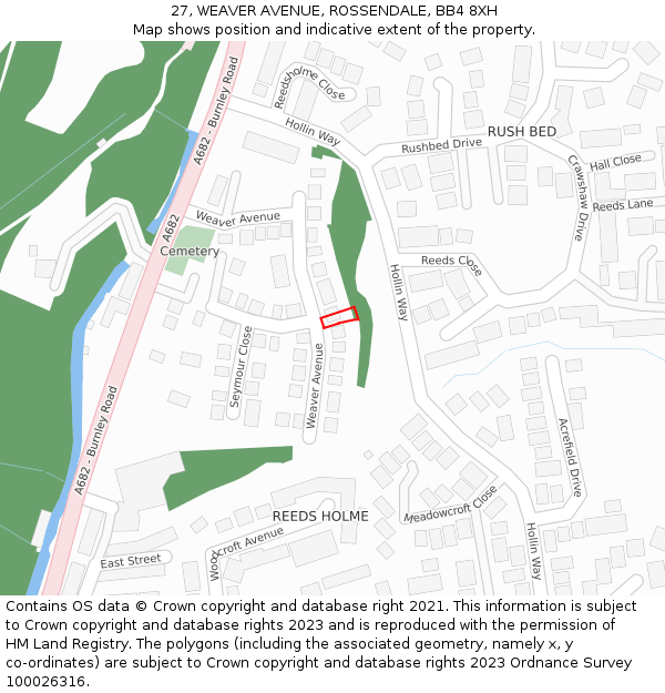 27, WEAVER AVENUE, ROSSENDALE, BB4 8XH: Location map and indicative extent of plot