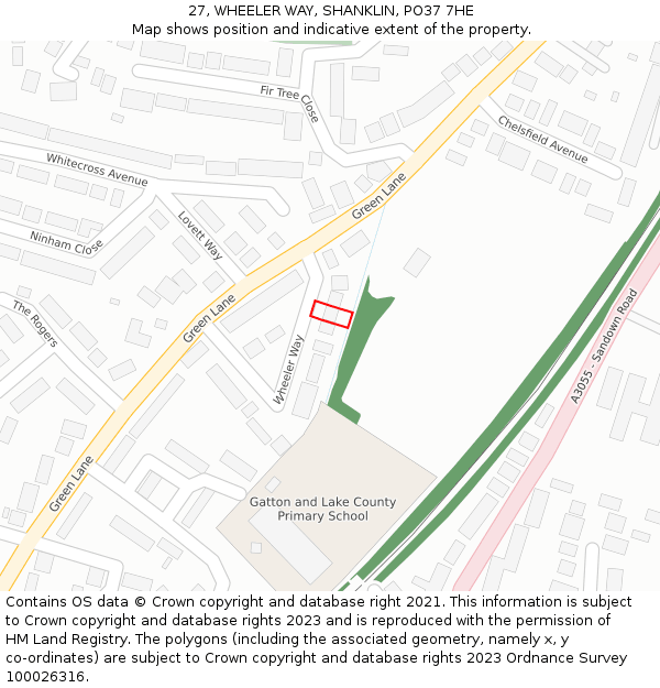 27, WHEELER WAY, SHANKLIN, PO37 7HE: Location map and indicative extent of plot