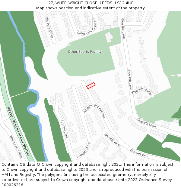 27, WHEELWRIGHT CLOSE, LEEDS, LS12 4UP: Location map and indicative extent of plot