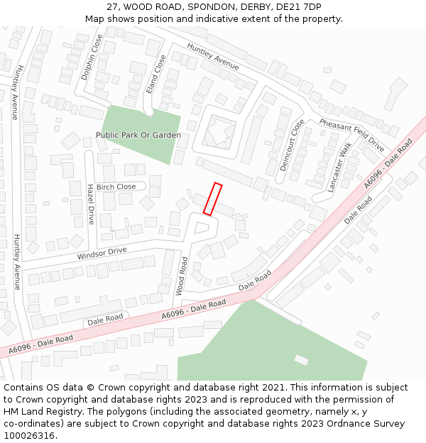 27, WOOD ROAD, SPONDON, DERBY, DE21 7DP: Location map and indicative extent of plot