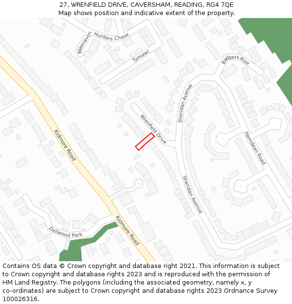 27, WRENFIELD DRIVE, CAVERSHAM, READING, RG4 7QE: Location map and indicative extent of plot