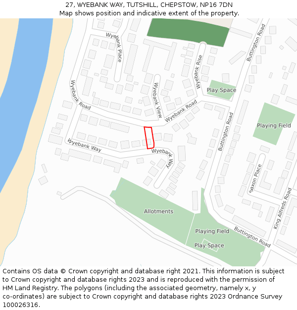 27, WYEBANK WAY, TUTSHILL, CHEPSTOW, NP16 7DN: Location map and indicative extent of plot