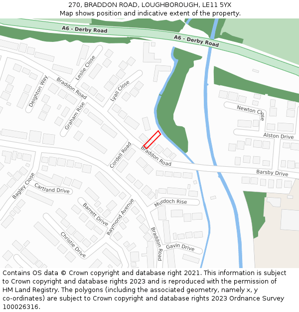 270, BRADDON ROAD, LOUGHBOROUGH, LE11 5YX: Location map and indicative extent of plot