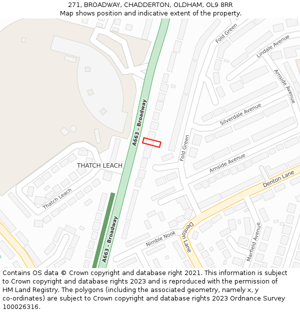 271, BROADWAY, CHADDERTON, OLDHAM, OL9 8RR: Location map and indicative extent of plot