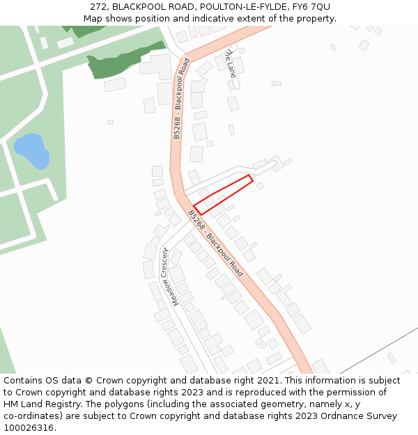 272, BLACKPOOL ROAD, POULTON-LE-FYLDE, FY6 7QU: Location map and indicative extent of plot