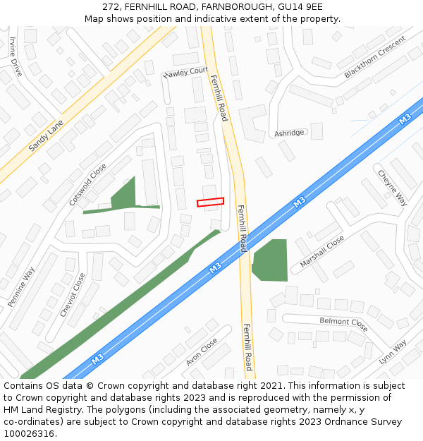 272, FERNHILL ROAD, FARNBOROUGH, GU14 9EE: Location map and indicative extent of plot