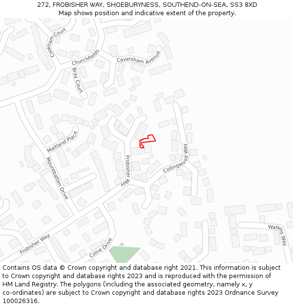 272, FROBISHER WAY, SHOEBURYNESS, SOUTHEND-ON-SEA, SS3 8XD: Location map and indicative extent of plot