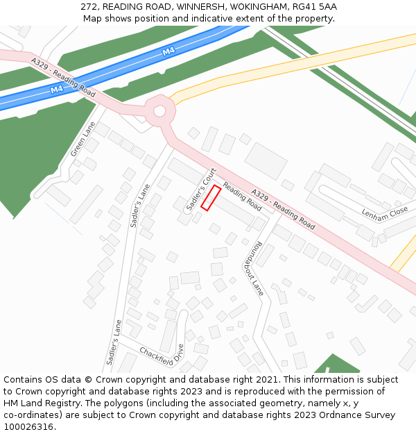 272, READING ROAD, WINNERSH, WOKINGHAM, RG41 5AA: Location map and indicative extent of plot
