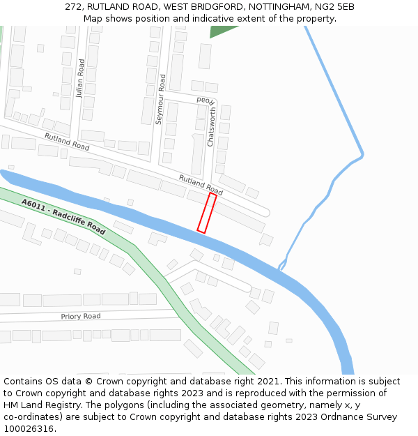 272, RUTLAND ROAD, WEST BRIDGFORD, NOTTINGHAM, NG2 5EB: Location map and indicative extent of plot