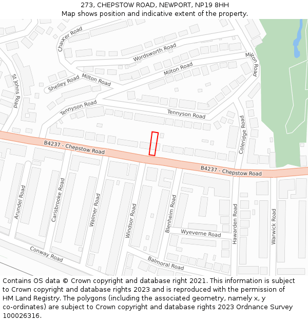 273, CHEPSTOW ROAD, NEWPORT, NP19 8HH: Location map and indicative extent of plot