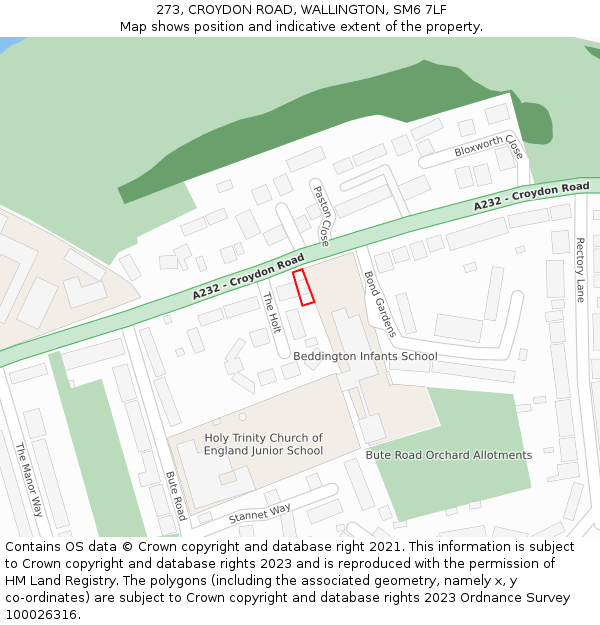 273, CROYDON ROAD, WALLINGTON, SM6 7LF: Location map and indicative extent of plot