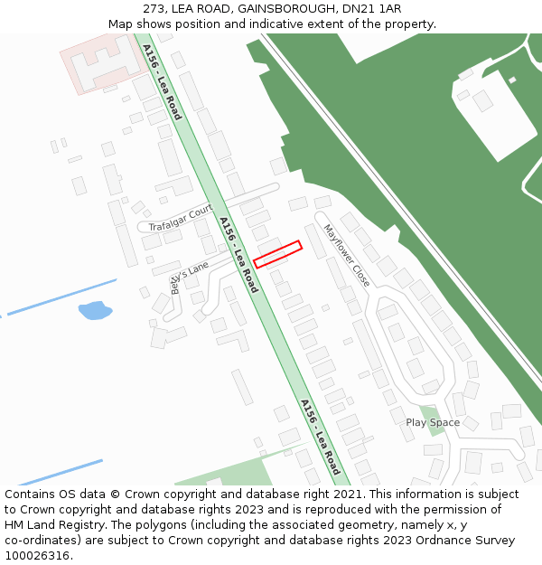 273, LEA ROAD, GAINSBOROUGH, DN21 1AR: Location map and indicative extent of plot