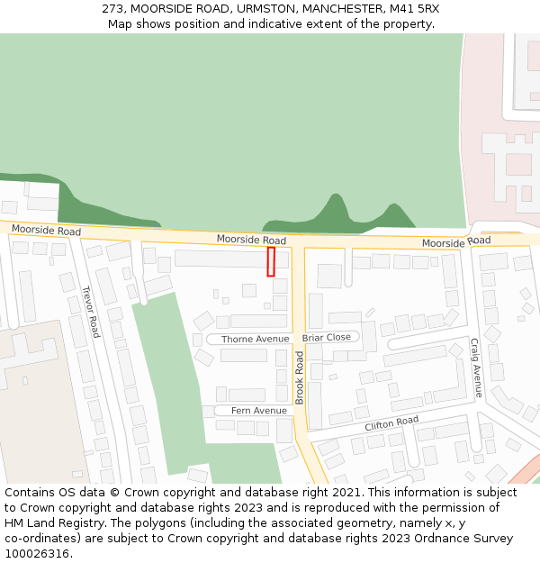 273, MOORSIDE ROAD, URMSTON, MANCHESTER, M41 5RX: Location map and indicative extent of plot