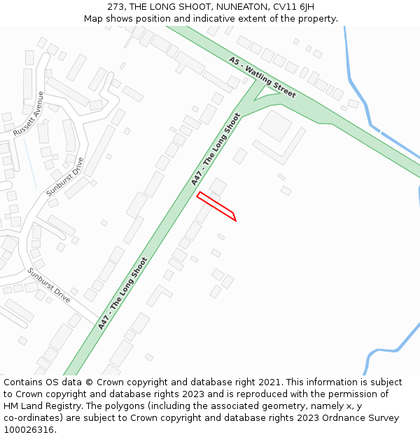 273, THE LONG SHOOT, NUNEATON, CV11 6JH: Location map and indicative extent of plot