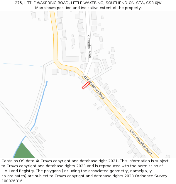 275, LITTLE WAKERING ROAD, LITTLE WAKERING, SOUTHEND-ON-SEA, SS3 0JW: Location map and indicative extent of plot