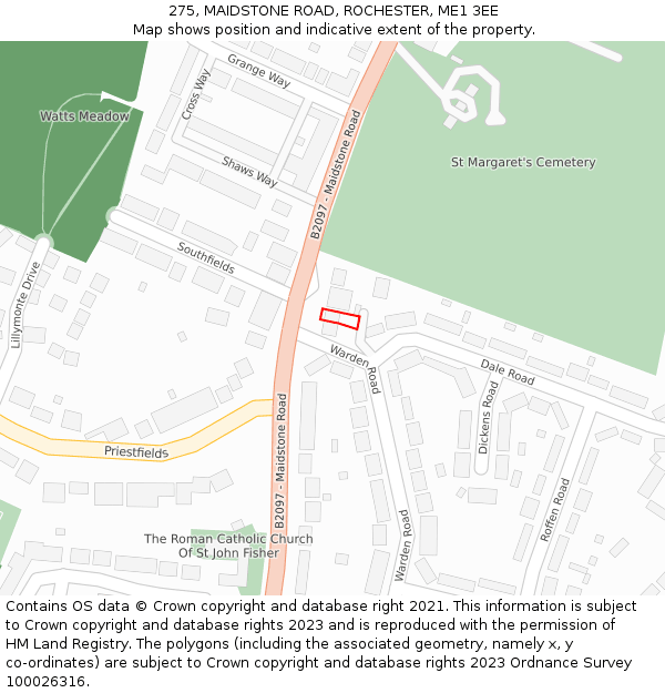 275, MAIDSTONE ROAD, ROCHESTER, ME1 3EE: Location map and indicative extent of plot