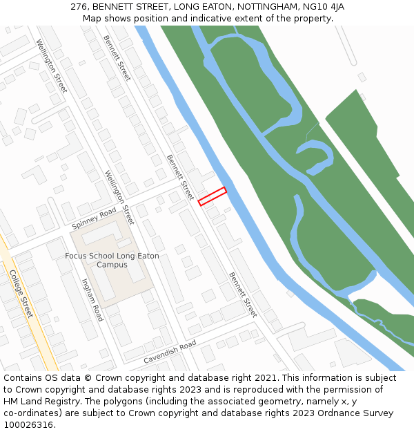 276, BENNETT STREET, LONG EATON, NOTTINGHAM, NG10 4JA: Location map and indicative extent of plot