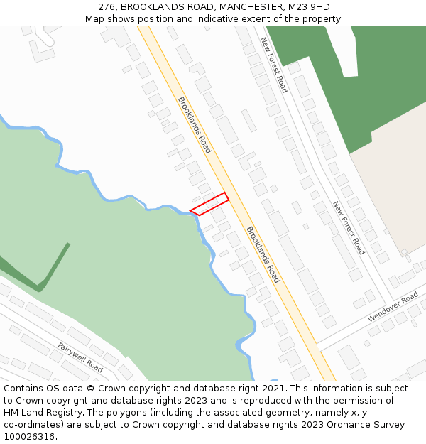 276, BROOKLANDS ROAD, MANCHESTER, M23 9HD: Location map and indicative extent of plot