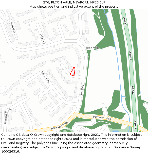 276, PILTON VALE, NEWPORT, NP20 6LR: Location map and indicative extent of plot